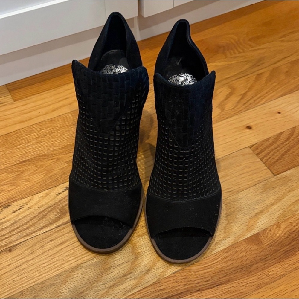 Vince Camuto Black Peep-Toe Wedge Heels - Picture 3 of 7